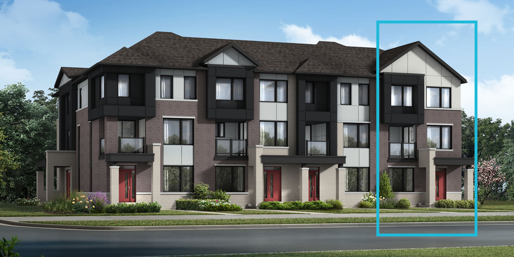 Dual Front Towns — Modern 3-storey townhome with entry on both sides by Mattamy at The Nine, Mississauga